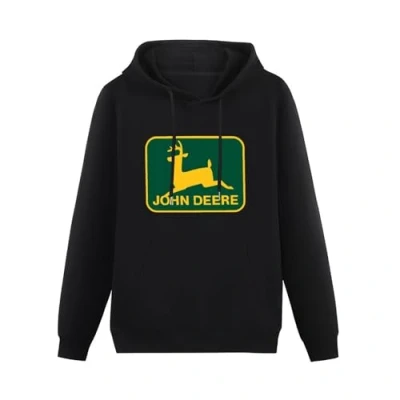 Image of SHIGE Distressed Retro, Logo, John, Deere, Hoody,Unisex Hoody Black XL