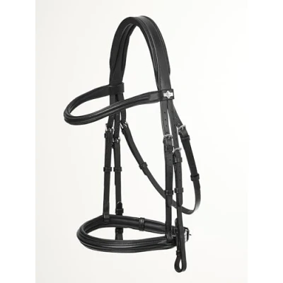 Image of LeMieux Arika Cavesson Bridle Luxurious Soft Oiled Padded Leather Noseband Black/Silver XFull