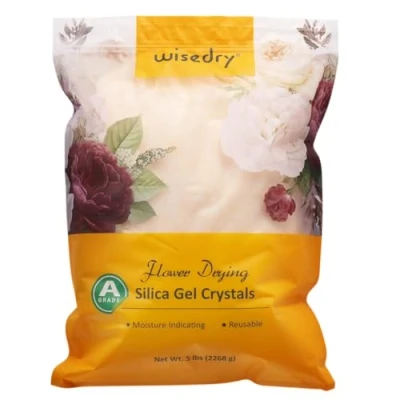 Image of wisedry Silica Gel for Drying Flowers 5 LBS (2.2KG), Fine Crystals&lt; 1mm, Color Indicating Desiccant, Reusable Sand