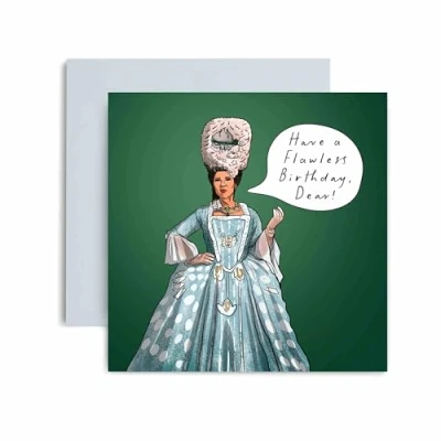 Image of Huxters Funny Bridgerton Birthday Card for Her Friend Female Flawless Queen Charlotte Mum Sister Auntie 14.8cm