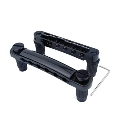 Image of Guyker Guitar Tune O Matic Bridge and Stop Bar Tailpiece Combo with Anchors Studs Replacement Compatible LP SG EPI 6 String Electric Black