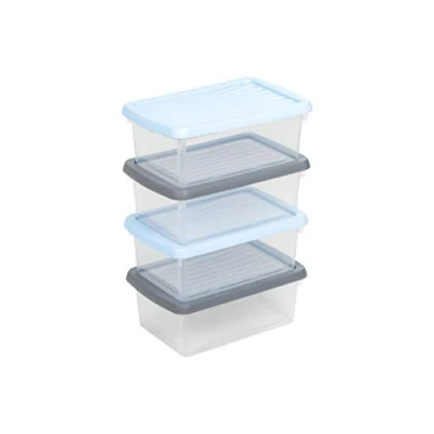 Image of Wham® Box 4 Piece Storage Boxes Set Polypropylene 27.5 x 18 23 cm Transparent 13109