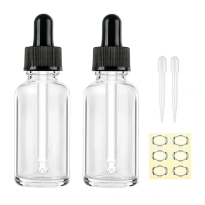 Image of Apstaqeoo 2PCS 50ML Clear Glass Dropper Bottles Empty Bottle with Pipette Refillable Sample Tincture Black Cap for Essential Oil Aromatherapy Perfume Laboratory