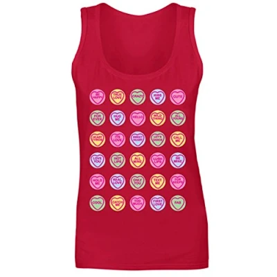 Image of Womens Love Hearts Cute Candy Sweets Vest Tank Top Red UK 8 (S)
