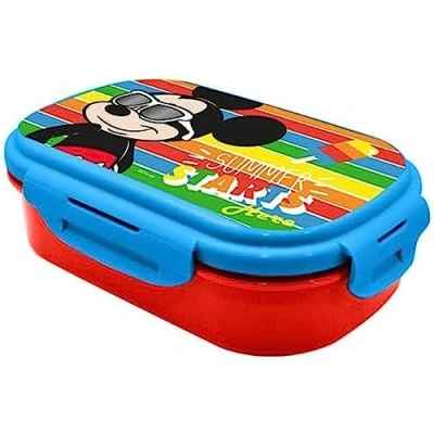 Image of Mickey Mouse Lunchbox with Cutlery, Children Made of BPA Free Plastic, Dishwasher Safe Sandwich Box for Kids, Back to School, Size 21cm