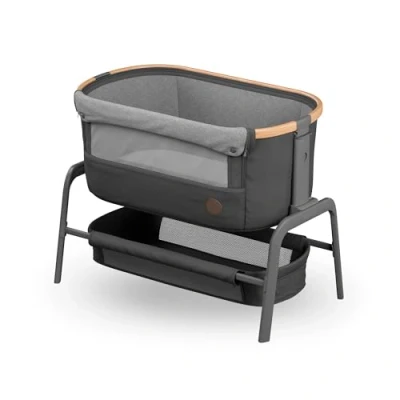 Image of Maxi Cosi Iora Co Sleeper Crib, Foldable Baby Bedside 06 Months, max 9 kg, 4 Incline &amp; 5 Height Positions, Easy Slide, Comfortable Mattress, Large Basket, to Carry, Essential Graphite