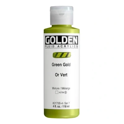 Image of Golden 0002170 4 4oz. 118ml Fluid Acrylic Color Paint Bottle Green Gold