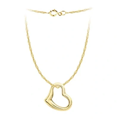 Image of Carissima Gold Women&#039;s 9 ct Yellow 12 x 10 mm Heart Slider Pendant on 16PG Diamond Cut Twist Curb Chain Necklace of Length 41 cm/16 Inch