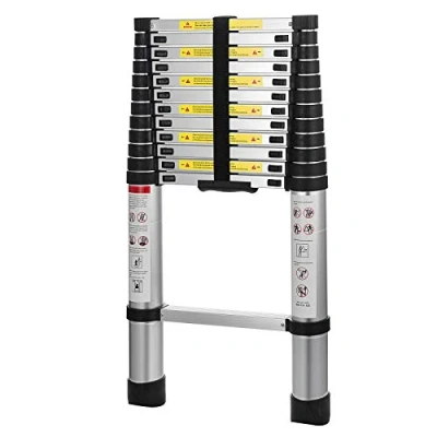 Image of 3.8M Aluminium Telescopic Ladder Extension Extendable Steps 150KG Loading EN131 Multi Purpose Foldable 13 Step for Office Home Loft