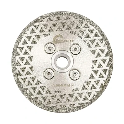 Image of Diamond Cutting Grinding Disc 100mm Double Side Coated Electroplated for Granite Marble Ceramic Procelain Tile Quartz M14 Thread SANLEETEK