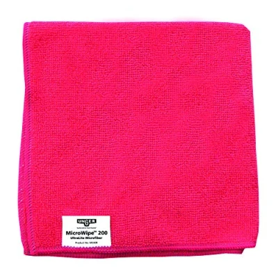 Image of Unger MicroWipe Microfibre Cloth Pack of 10 Lint Free Cleaning Cloths Kitchen, Bathroom, Car &amp; Window Products Lasts 200 Washes 40 x cm SmartColor Pink, CG107 R