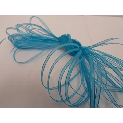 Image of 10 metres of 3mm Sheer Organza Ribbon Dark Turquoise Blue Double Sided 3 mm