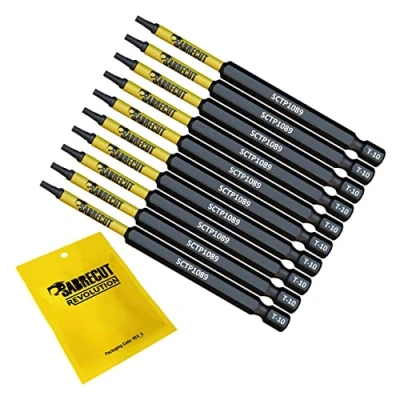 Image of 10 x SabreCut SCTP1089_10 89mm T10 TX10 Torx Tamper Proof Security Magnetic Impact Screwdriver Driver Bits Set Heavy Duty