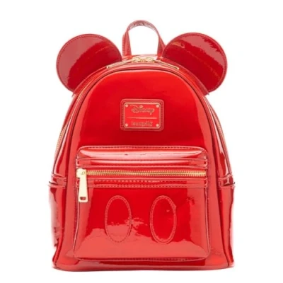 Image of loungefly Disney Mickey Mouse Holographic Series Womens Backpack Ruby
