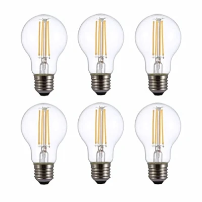 Image of TEKLED® A60 Filament Vintage LED Bulbs E27 Edison Screw Energy Saving 6.5W Light Bulb 60W Equivalent NONDIMMABLE Clear 2700K 806LM 6 Pack Warm White