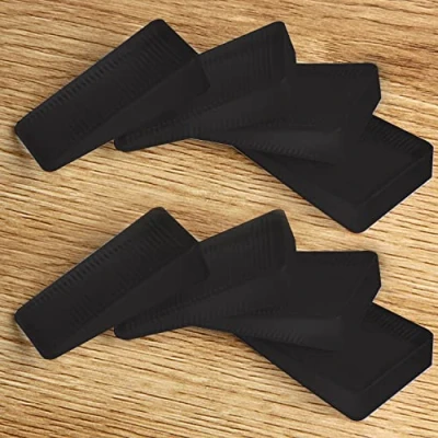 Image of Tahikem 8 Pcs Black Wedges, Shims for Leveling Furniture, Stoppers Wedges Shims, Plastic Wedge Shim, Table Furniture Leveler Rubber Texture, Perfect Door Stops, Uneven Floors (Mini Thick)