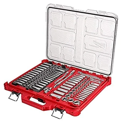 Image of Milwaukee 48 22 9486 1/4&quot; 3/8 Ratchet Socket Set w/PACKOUT Case 106pc