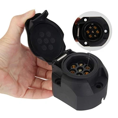 Image of OPP ULITE 7 Pin Trailer Socket Adapter Pole Towbar Towing Connector 12V Waterproof Plastic Plug for Euro Cars Trailers RV Caravans (TS02A Pin)