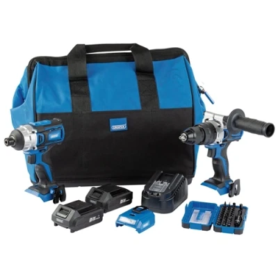Image of Draper D20 Fix &#039;N&#039; Go Kit (2 Piece), 2 x 2.0Ah Batteries, 1 Charger, Bag