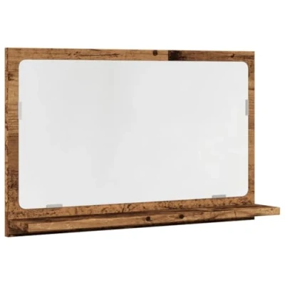Image of vidaXL bathroom mirror cabinet wall mounted old wood engineered with shelves modern style 60x11x37 cm moisture resistant design