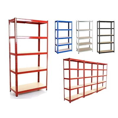 Image of DayPlus 5 Tier Boltless Super Strong Heavy Duty Metal Shelving Racking Unit 175kg Per Shelf For Garage Workshop Warehouse Shed Storage, Free Assembly to DIY 2 seperate Units (Large, Black)