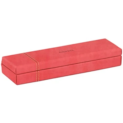 Image of RHODIA 194521C Coral Pencil Case 21x5.5x3 cm Orange Saddle Stitching Faux Leather Exterior Home Office Collection Rhodiarama Organization &amp; Design Storage
