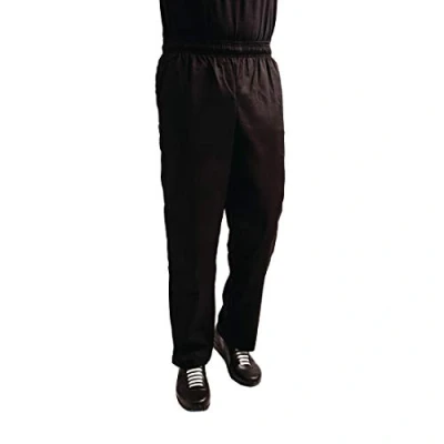 Image of Whites Chefs Clothing A029T XL Polycotton Easyfit Teflon Trouser, Size XL, Waist 42&quot; 44&quot;, Black