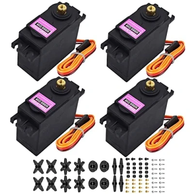 Image of HTLNUZD 4Pack MG996R Analog Servo 55g Metal Gear Torque Digital Motor,180/360 Degree for Futaba Sanwa GWS JR RC Helicopter Car Boat Robot DIY Project (4Pack 180 Motor)