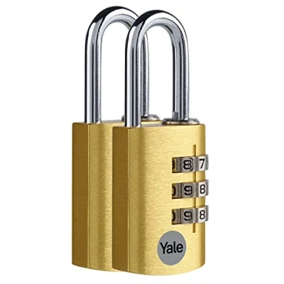Image of Yale YE3CB/28/126/2/GO 28mm Aluminium Combination Padlock Gold, Pack of 2