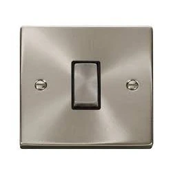 Image of Click Deco VPSC425BK Satin Chrome ‘Ingot’ 10AX Intermediate Switch Black Insert …