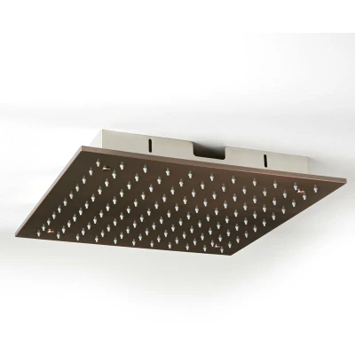 Image of Milano Amara Modern 400mm Square Ceiling Mounted Recessed Shower Head Brushed Copper