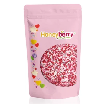 Image of HONEYBERRY INCLUSIONS Valentines Sprinkles Sugar Strands 200g Premium Edible Decorating Vermicelli for Baking, Cupcake and Cake Decorations, Ice Cream Dessert Toppers