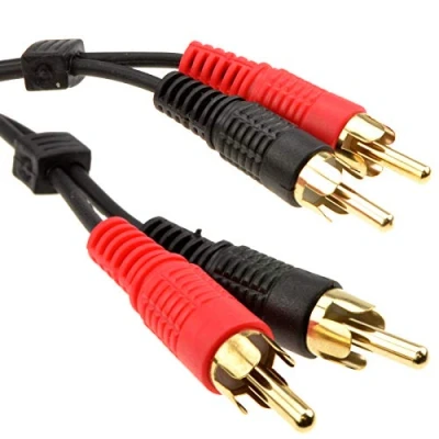 Image of kenable RCA Phono Twin Plugs to Stereo Audio Cable Lead GOLD 3m [3 metres]