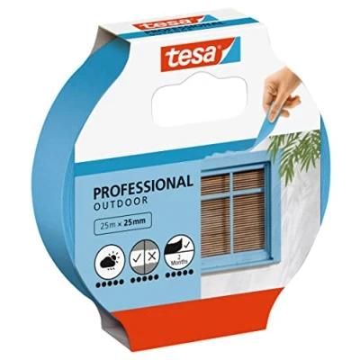 Image of tesa Masking Tape Outdoor Thin Painter&#039;s for Extremely Precise Painting UV and Weather Resistant 25 m x mm Blue