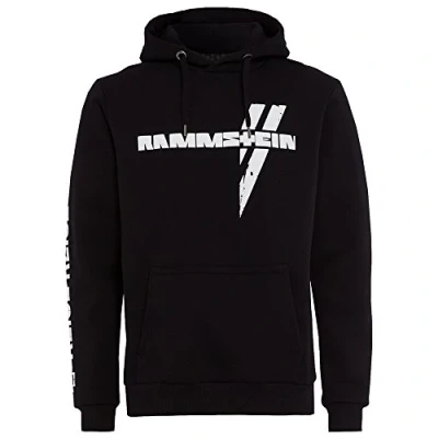 Image of Rammstein Men&#039;s Hoodie &quot;Weisses Kreuz&quot; Official Band Merchandise Fan Black with Multicoloured Front and Back Print Small