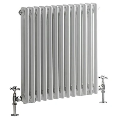 Image of Milano Windsor White Cast Iron Style Horizontal Double Column Radiator 600mm x 605mm