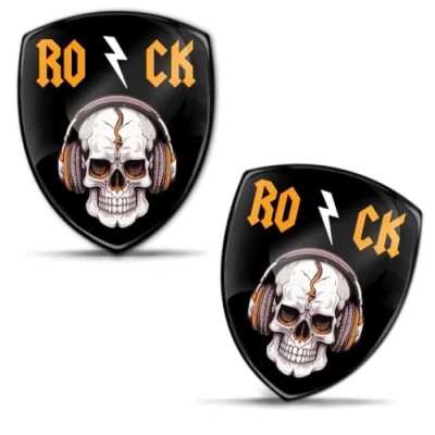 Image of Biomar Labs 2 x 3D Gel Silicone Stickers Skull Car Sticker Motorcycle Bicycle Laptop PC Tablet Rock Music KS 198