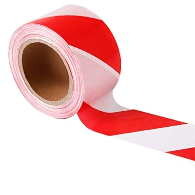 Image of TopSoon Non Adhesive Polyethylene Warning Barrier Tape 2.8inch x 660ft Red and White Hazard Caution for Danger Construction Police Crime Scene