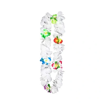 Image of Wicked Costumes Hawaiian White Petal Orchid Lei Flower Garland Fancy Dress Accessory Luau Beach Party