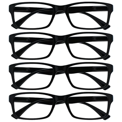 Image of The Reading Glasses Company Black Readers Value 4 Pack Designer Style Mens Womens RRRR92 1 +2.00