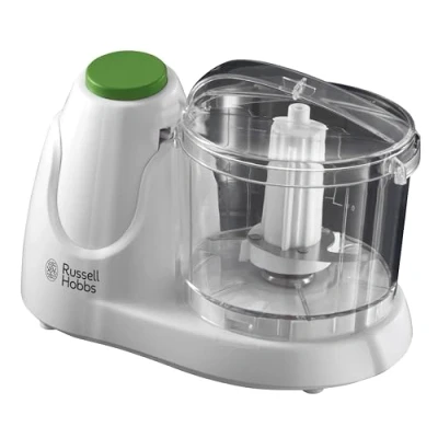 Image of Russell Hobbs Food Collection Electric Mini Chopper, Dices &amp; Purees Fruit Vegetables recipes included, 500ml, Removable dishwasher safe bowl, lid blade, Simple one button operation, 75W, 22220