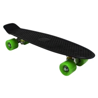 Image of CHARLES BENTLEY 22 Inch Beginner Skateboard For Kids, Teenagers, And Adults, Retro, Plastic, Street, Park, Penny Board Cruiser, Multiple Colours, High Performance, 1.9kg, In Black (57.5x14.5x10cm)
