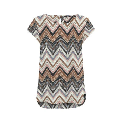 Image of ONLY Women&#039;s Onlvic S/S Top Noos Ptm T Shirt, Cloud Dancer/AOP: Arabian Zigzag, 8