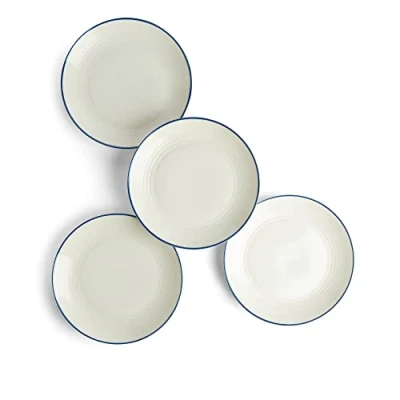 Image of Royal Doulton Plates, Stoneware, Designed to Mix &amp; Match, Gordon Ramsay Maze Plates 28cm/11in, Denim Line, Set of 4, Shop By Colour