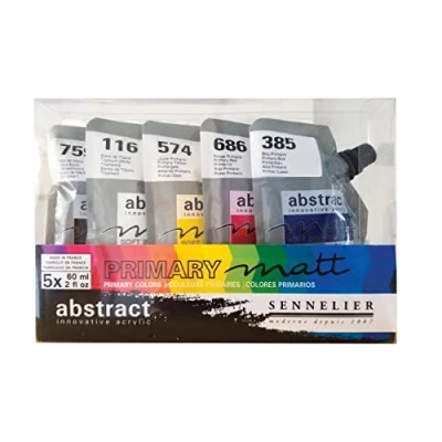 Image of Sennelier Abstract Acrylic 60ml Pouches, Primary Matt Color Set of 5 (10 121850)
