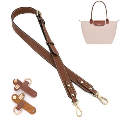 Image of Gastinsave Purse Straps Replacement, 2024 Leather Handbag Crossbody Shoulder Strap Adjustable for S/M/L/L Longchamp Bag Women(Deep Brown Gold)
