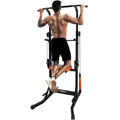 Image of ONETWOFIT Pull Up Bar Station Assistive Trainer Power Tower, Multi Function Adjustable Height Dip for Home Gym Workout, Strength Training Fitness Equipment