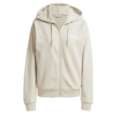 Image of adidas Women&#039;s ESSENTIALS LINEAR FULL ZIP FRENCH TERRY HOODIE, wonder alumina/white, S