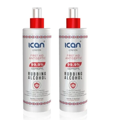 Image of ican london isopropyl rubbing Alcohol 99.9% spray First aid Antiseptic 1 litre (2 x 500ml)