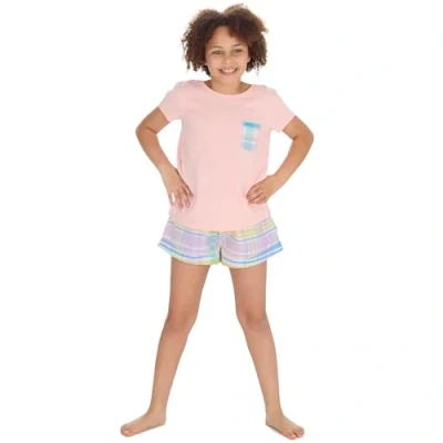 Image of undercover lingerie Girls Pastel Check Short Pyjamas 15C630 Pink Top 9 10 Years